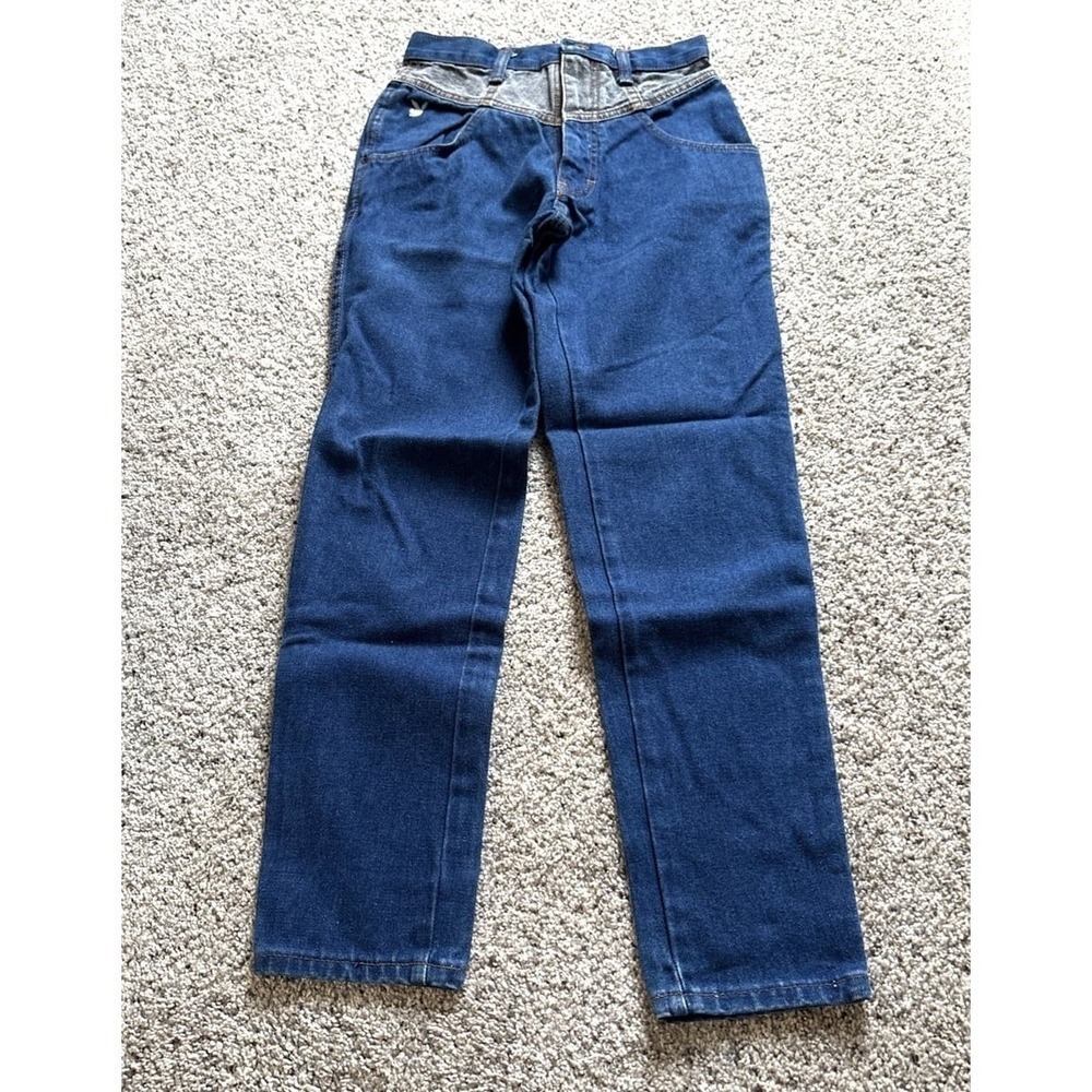 Playmate youth girls jeans size 3/4 blue denim dark wash 24" waist x 27" inseam